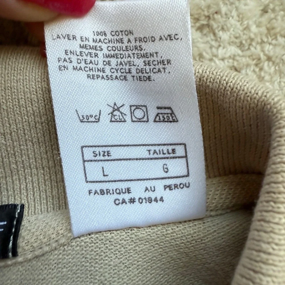 Nike Golf Mens Tan Beige Cotton Pique Short Sleeve Polo Shirt Large L Logo